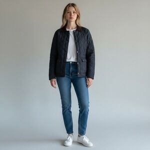 Dubarry Quilted Jacket with Corduroy Collar Navy Blue Primaloft Size‎ Large